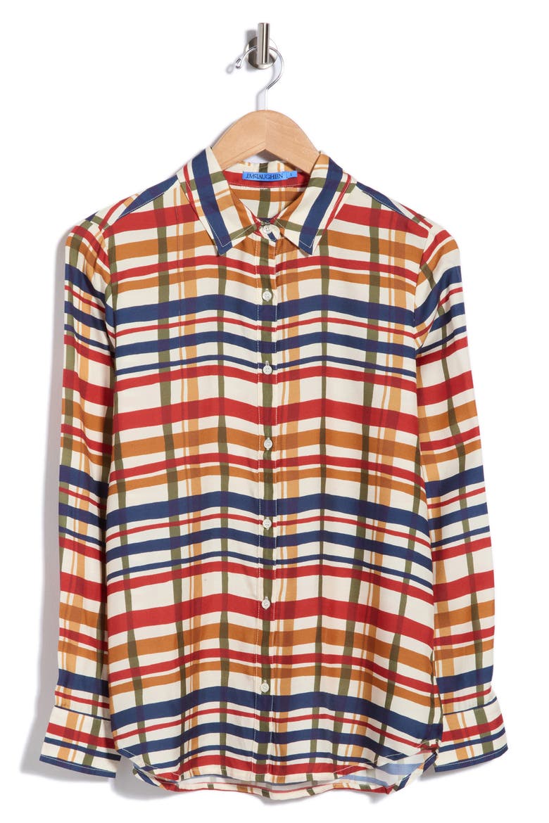 Plaid Button-Up Shirt, Alternate, color, OFF WHITE/ MULTI