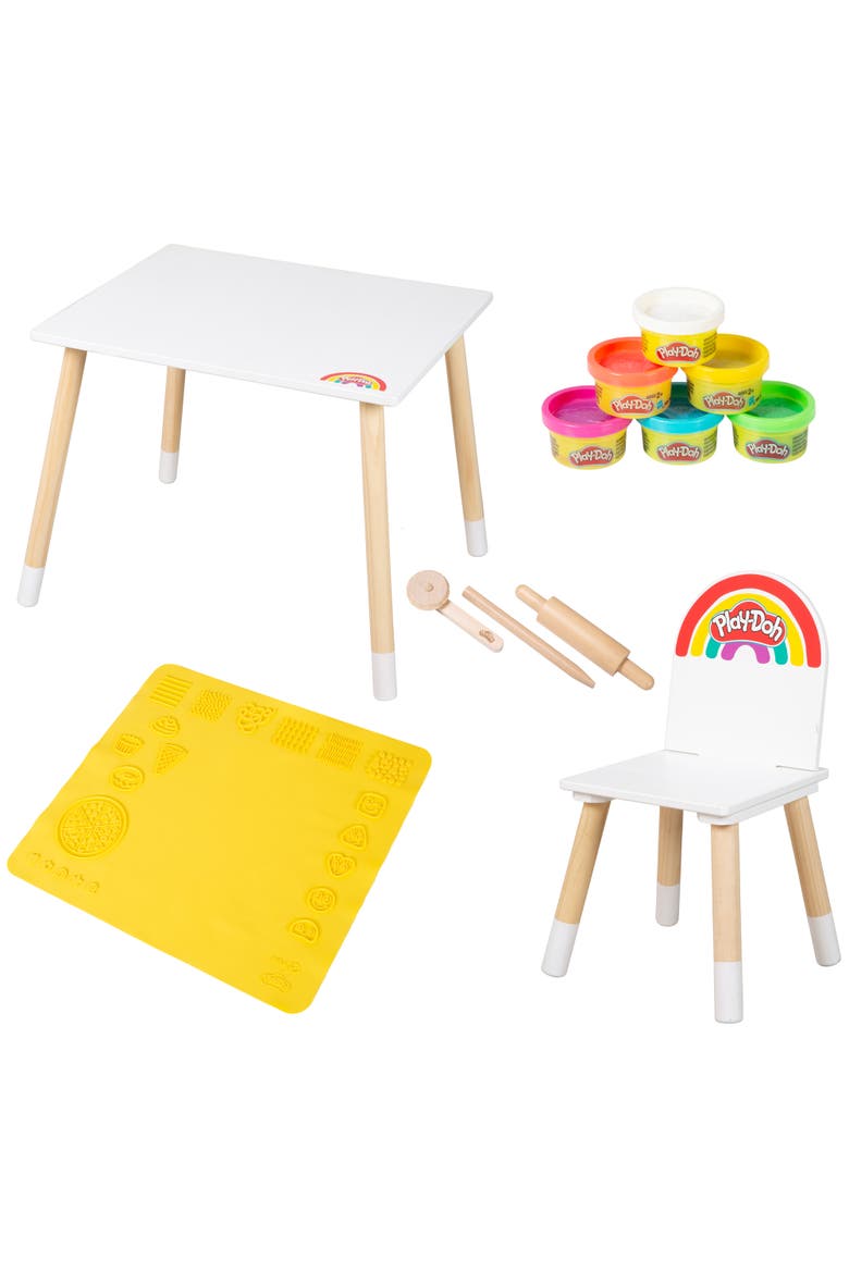 Playdoh Creative Seating Set Table, Chair, 6 Colors, 3D Mat, Tools, Kids 3+, Main, color, Multicolored