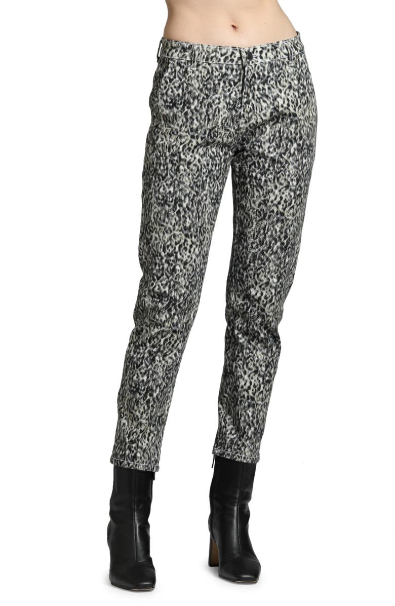 APNY Scribble Abstract Print Stretch Cotton Crop Pants, Main, color, Black Multi