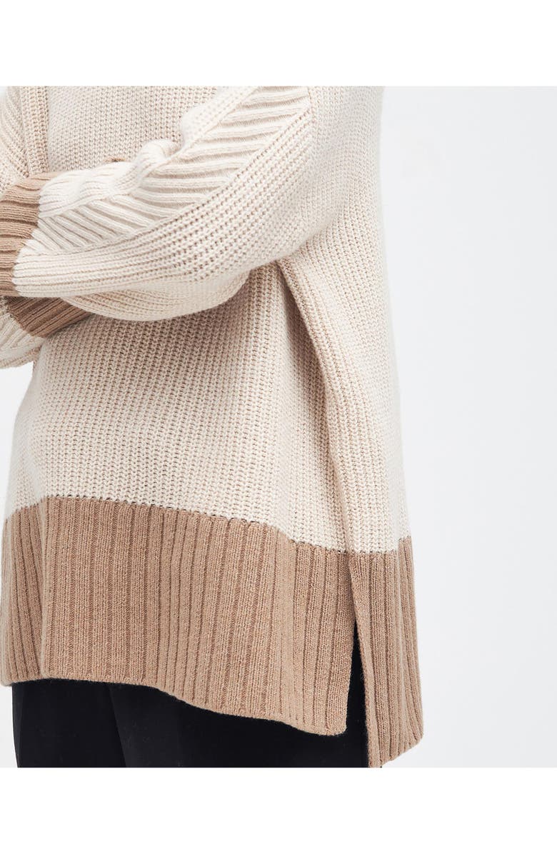 Barbour Elsa Cotton & Wool Blend Funnel Neck Sweater, Alternate, color, Lt Fawn
