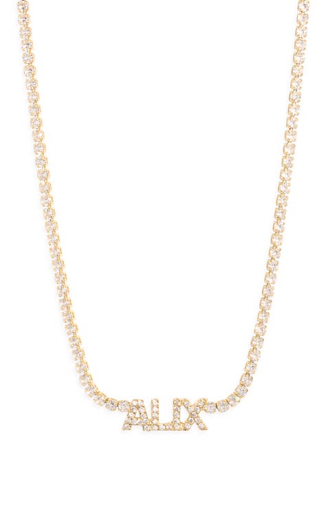 Custom Nameplate Crystal Tennis Chain Necklace
