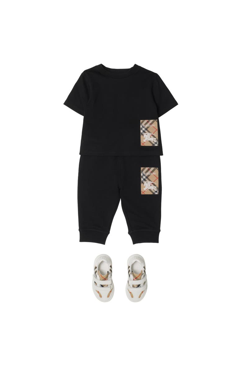 Burberry Check Label Cotton T-shirt, Alternate, color, Black