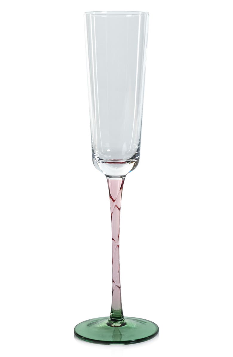 Zodax Sachi Set of 6 Champagne Flutes, Main, color, Green/ Pink