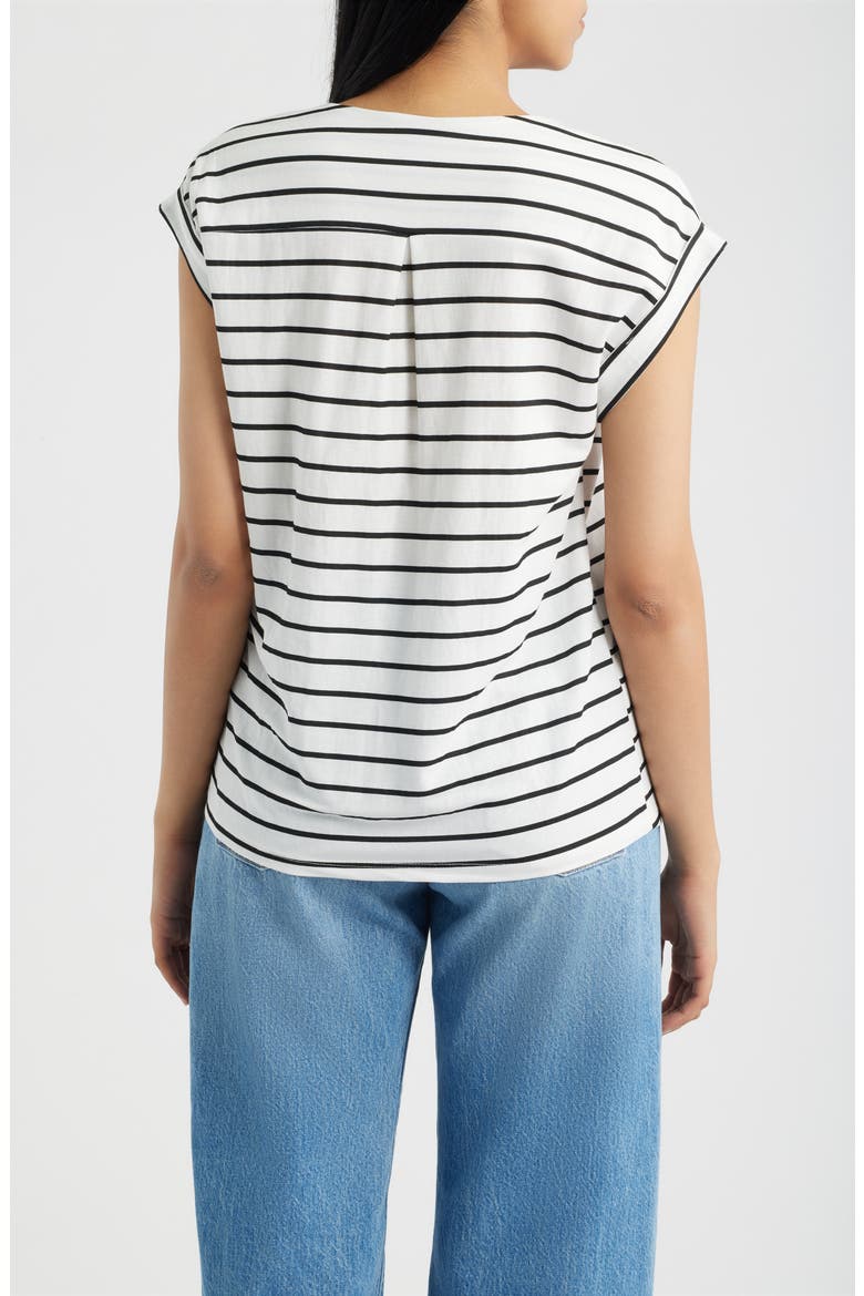 Dolman Sleeve Piqué T-Shirt, Alternate, color, IVORY/ BLACK