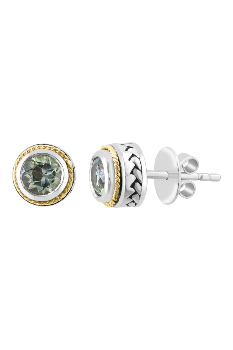 Two-Tone Green Quartz Stud Earrings, Alternate, color, GREEN