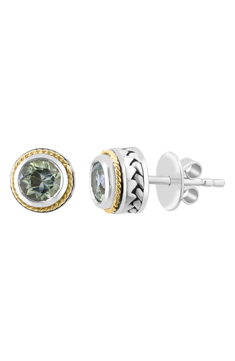 EFFY Two-Tone Green Quartz Stud Earrings, Alternate, color, Green