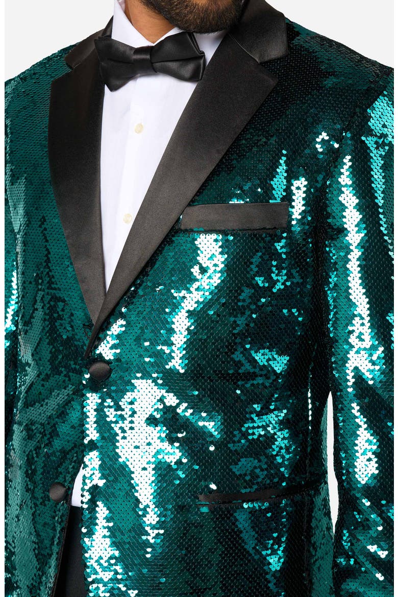 Terrific Teal Sequin Embellished Dinner Jacket, Alternate, color, TURQUOISE