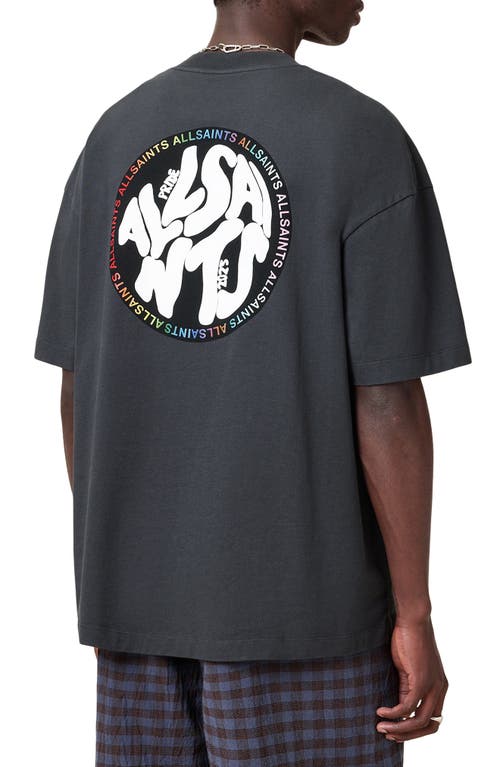Allsaints Mens Washed Black Pride Distortion Graphic-print Cotton T-shirt Xl In Gray