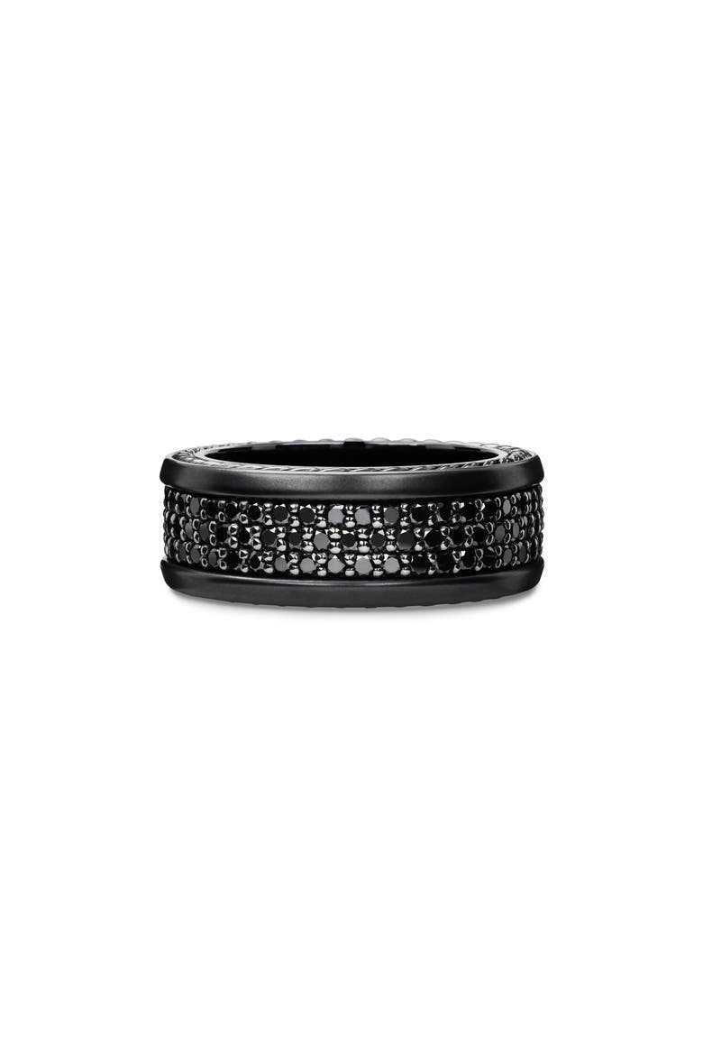 Streamline® 3-Row Titanium Band with Pavé Black Diamonds, Main, color, BLACK TITANIUM/ BLACK DIAMOND