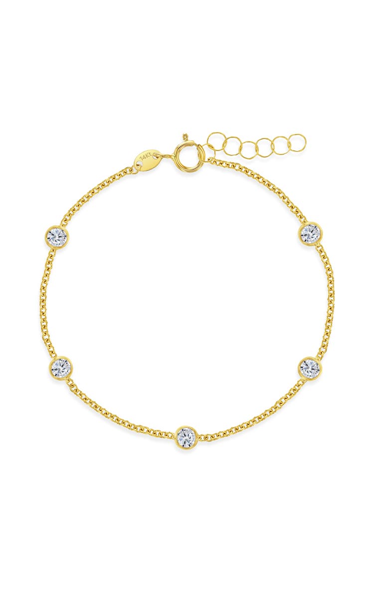 In Season Jewelry 14k Cubic Zirconia Bezel Set Bracelet, Main, color, Gold