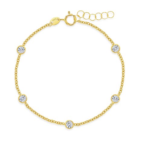 14k Cubic Zirconia Bezel Set Bracelet