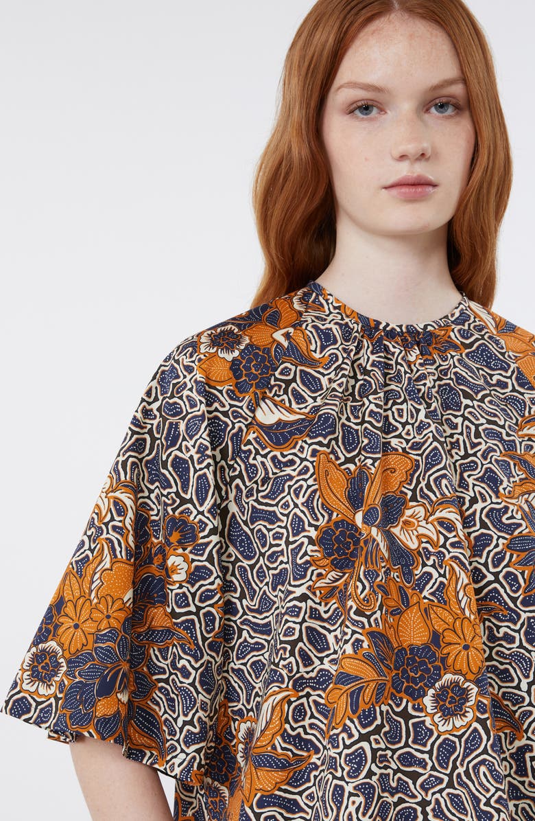 Weekend Max Mara Quaglia Floral Cotton Top, Alternate, color, Navy