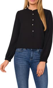 CeCe Pearl Button Top