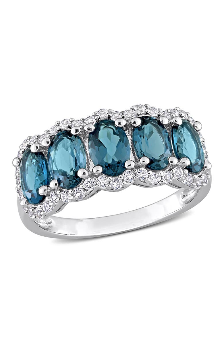 Julianna B. Gemstones Oval Semi-Eternity Ring, Main, color, London Blue Topaz