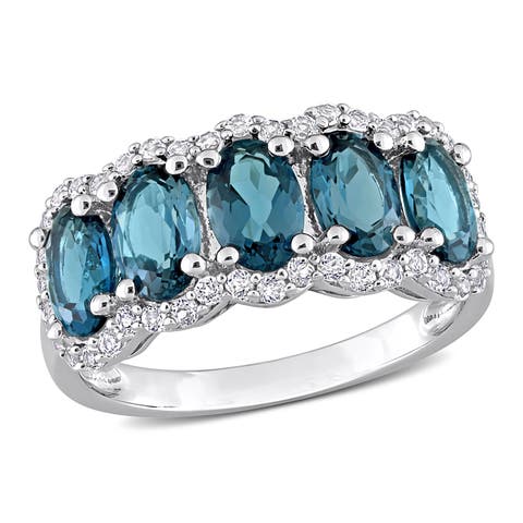 Gemstones Oval Semi-Eternity Ring
