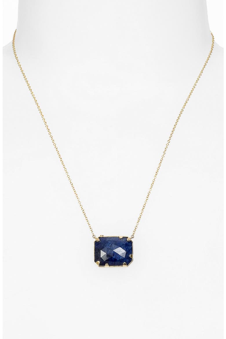 Stone Pendant Necklace, Alternate, color, BLUE SAPPHIRE/ YELLOW GOLD
