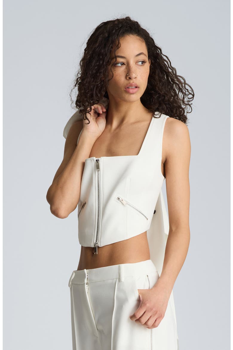 Sleeveless Zip Front Top, Alternate, color, PURE WHITE