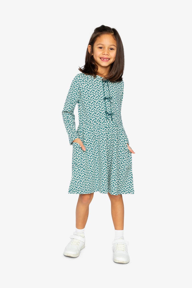 Organic Cotton Strawberry Soft Pocket Dress, Alternate, color, Green Floral Print
