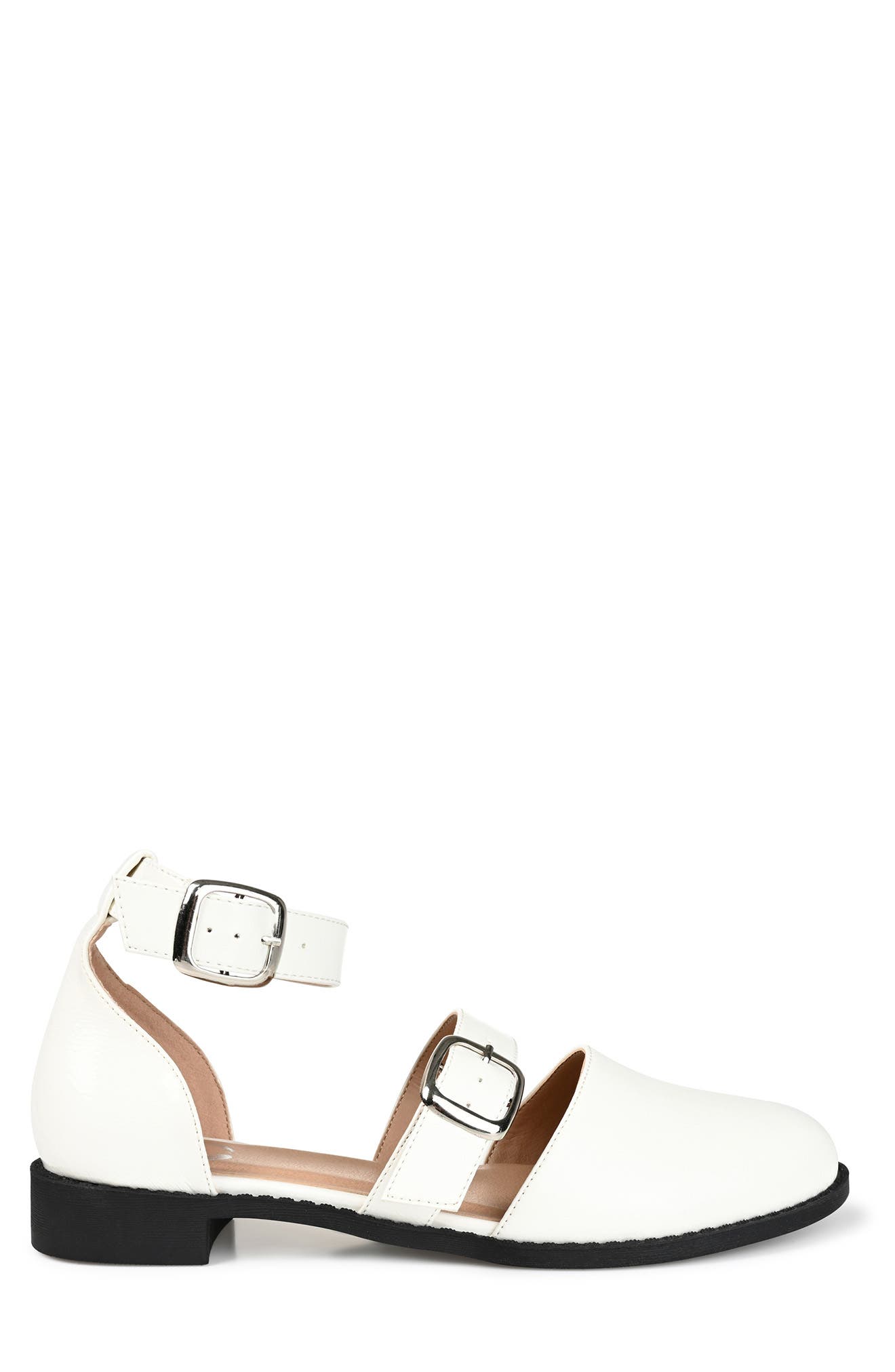 Constance Buckle Strap Flat, Alternate, color, OFF WHITE