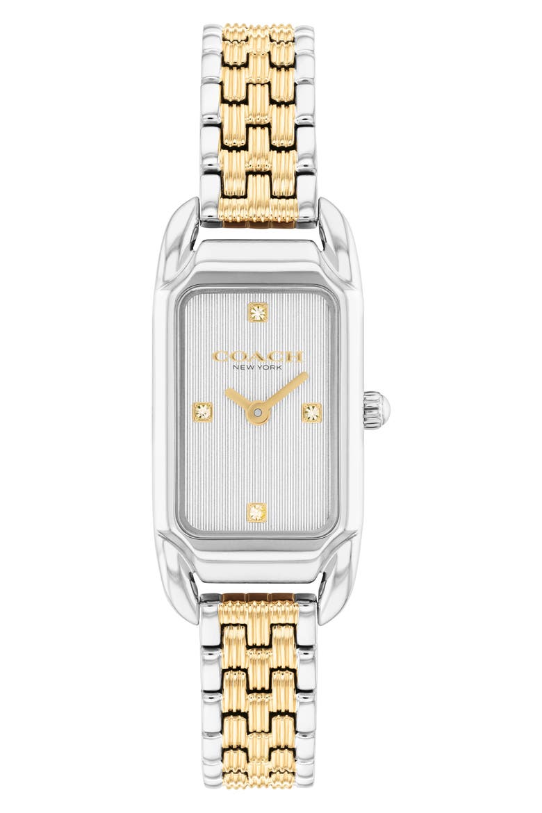 Cadie Rectangular Bracelet Watch, 17.5mm x 28.5mm, Main, color, SILVER GOLD