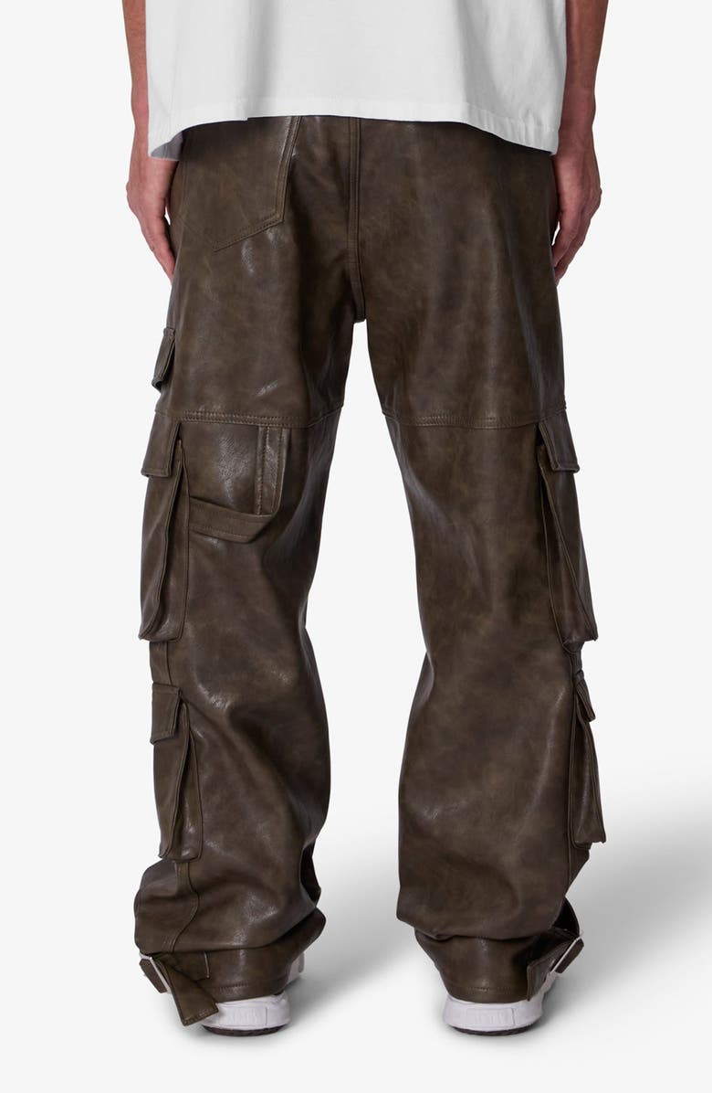 mnml G33 Faux Leather Cargo Pants, Alternate, color, Brown