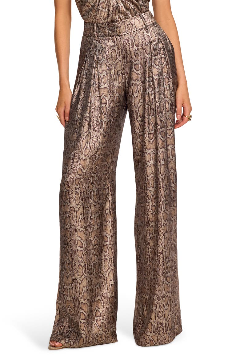 Oscar Pleated Wide Leg Pants, Main, color, METALLIC PYTHON