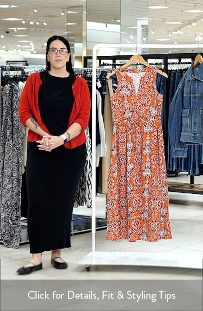 Delphine Print Sleeveless Jersey Midi Dress, sales video thumbnail