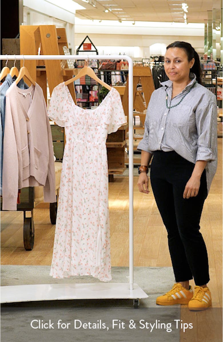 Floral Butterfly Sleeve Midi Dress, sales video thumbnail