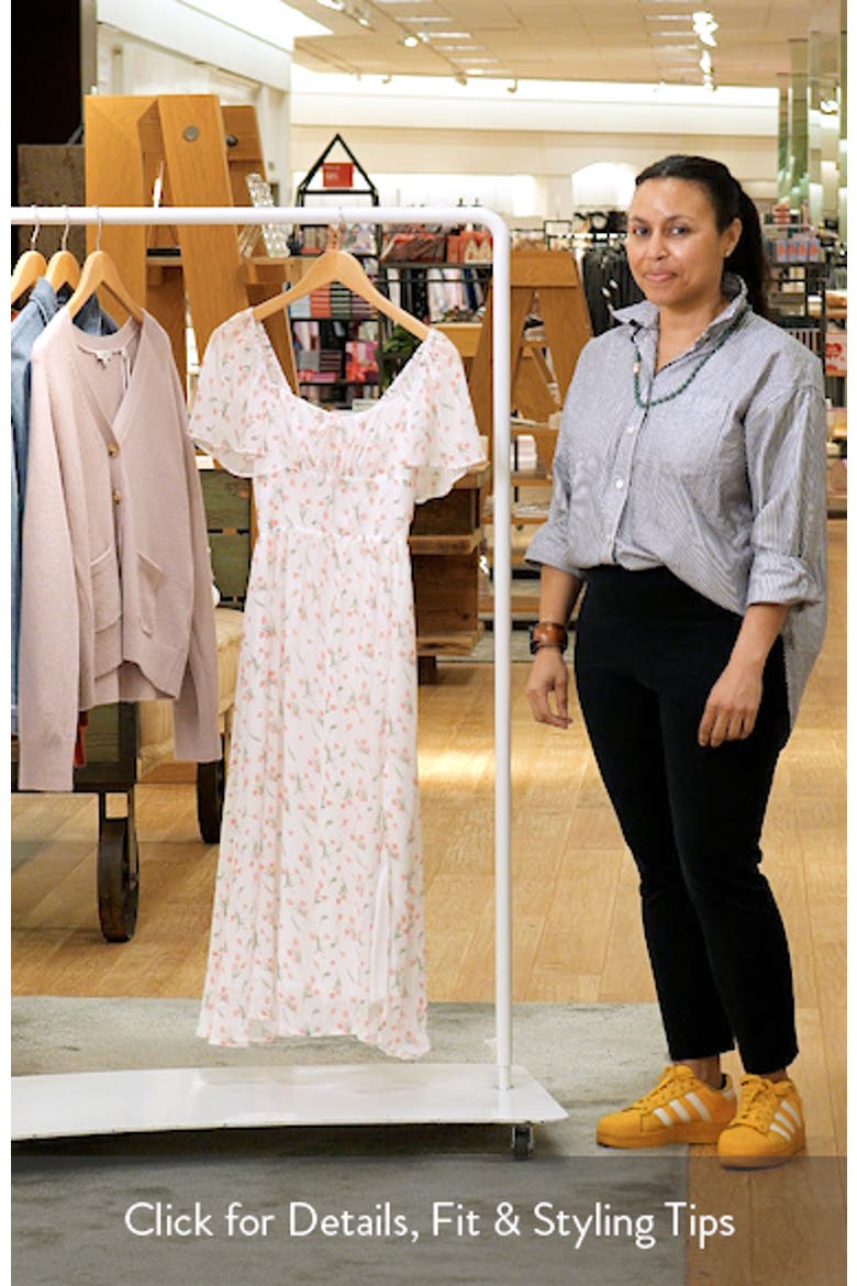 Floral Butterfly Sleeve Midi Dress video