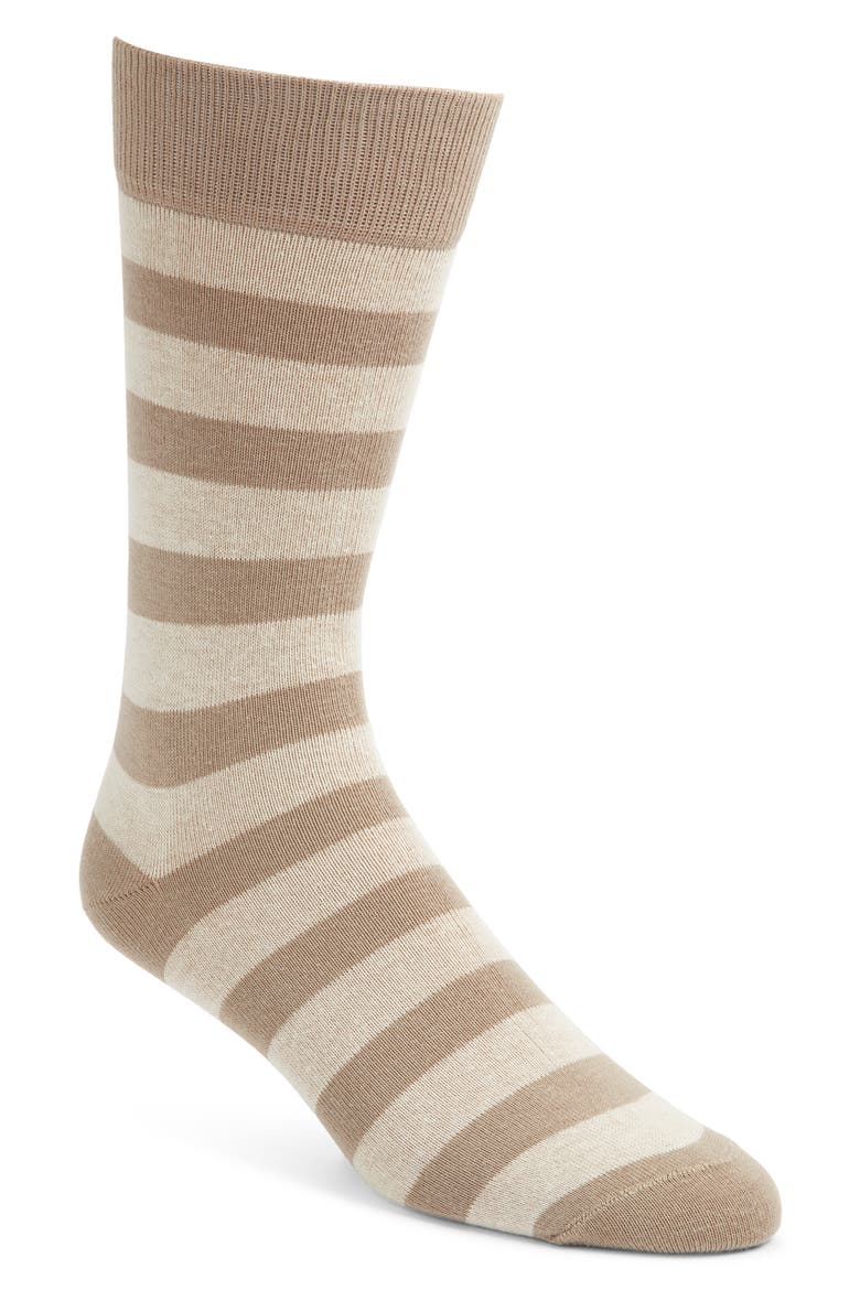 Stripe Cotton Blend Socks, Main, color, TAN MULTI STRIPE