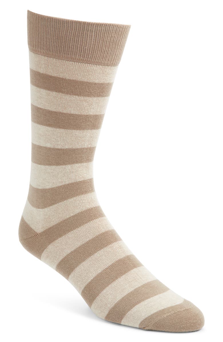 Nordstrom Stripe Cotton Blend Socks, Main, color, Tan Multi Stripe