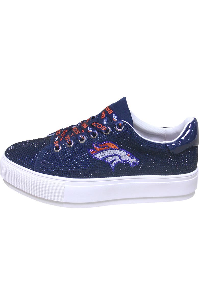CUCE Women's Cuce Navy Denver Broncos Team Color Crystal Sneakers, Alternate, color,