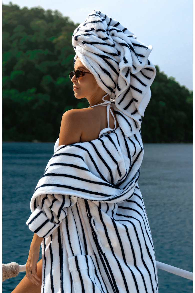 Ultraplush Australian Cotton Bathrobe, Alternate, color, Dusk / White