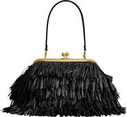 COACH Kisslock Fringe Straw Frame Bag