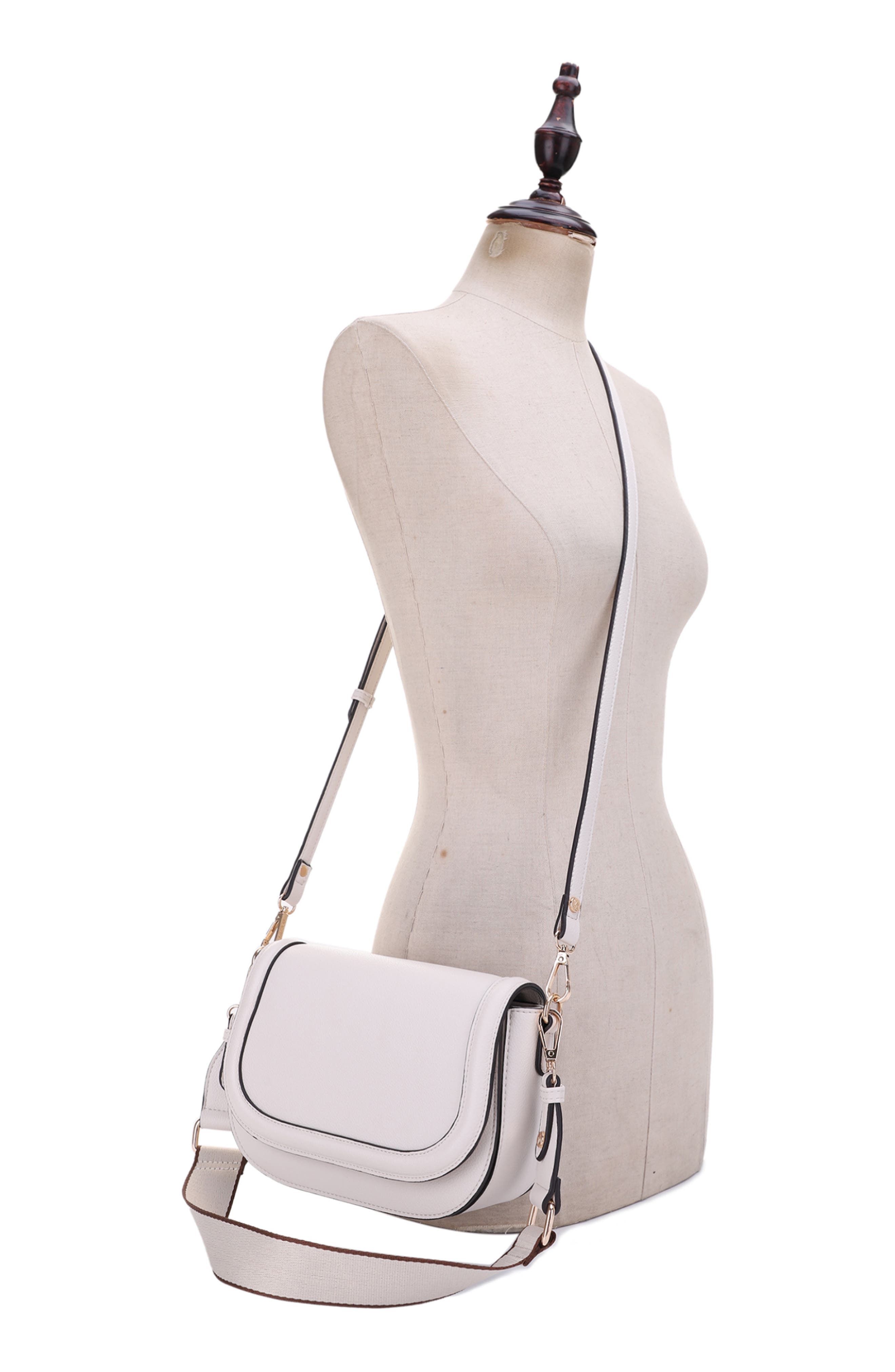 Mali + Lili Kiana Recycled Vegan Leather Crossbody Bag, Alternate, color, Ivory