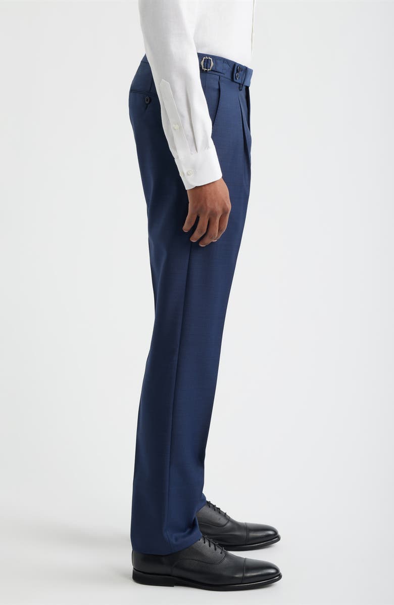 Zanella Danny Pleated Solid Wool Dress Pants, Alternate, color, Blue