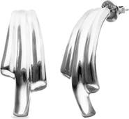 UNODE50 Sterling Silver Plated Three-Tube Earrings