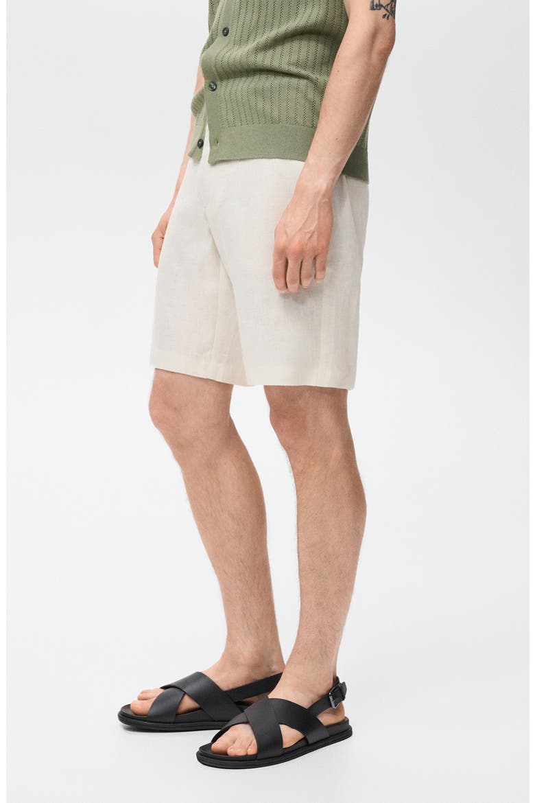 Slim Fit Linen Bermuda Shorts, Alternate, color, OFF WHITE