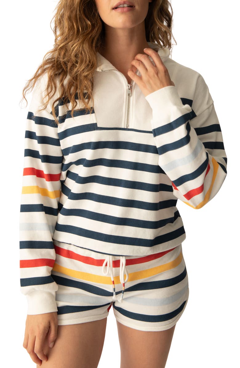 PJ Salvage Martime Quarter Zip Pullover, Main, color, Ivory