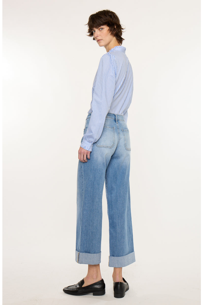 Angie Essentials Mid Rise Cropped Wide Leg Jeans, Alternate, color, Medium Wash