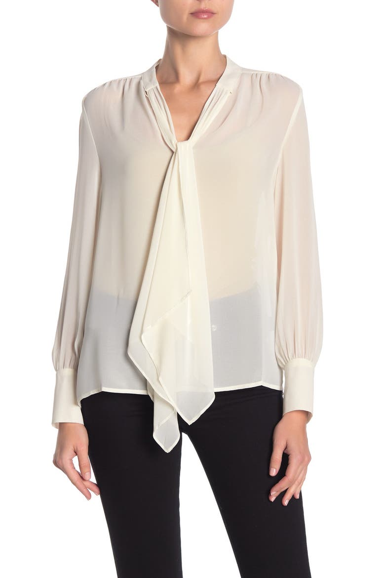 Georgette Tie Neck Blouse, Main, color, ANTIQUE IV