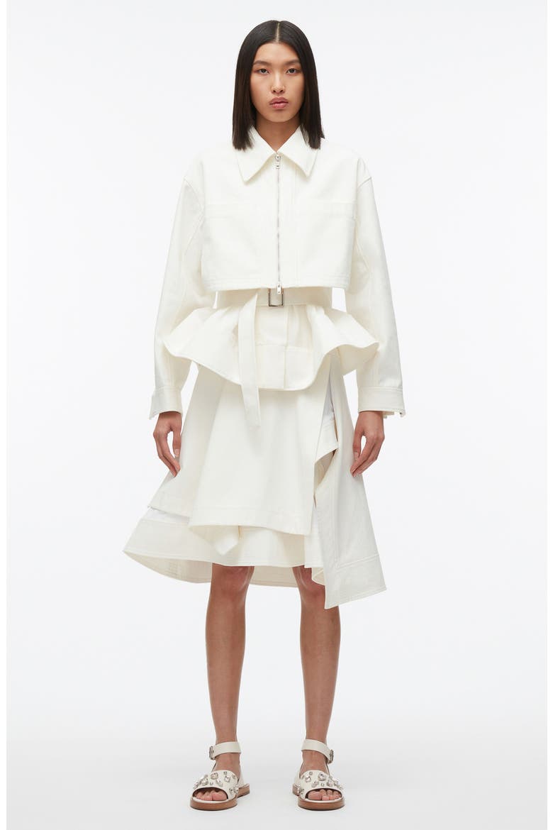 Double Layered Belted Silk Organza Jacket, Alternate, color, IVORY