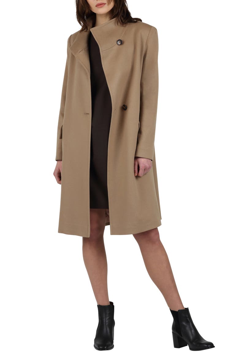 Presley Stand Collar Cashmere Coat, Alternate, color, CAMEL