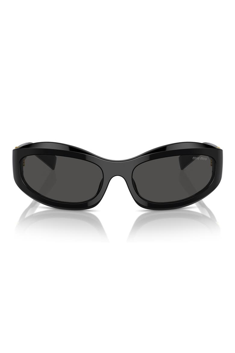 61mm Oval Sunglasses, Alternate, color, BLACK