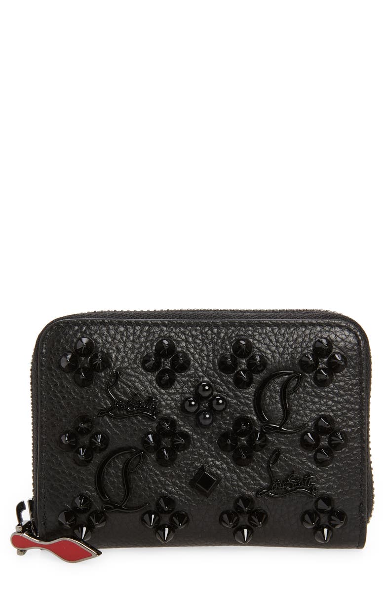 Christian Louboutin Panettone Leather Coin Purse, Main, color, Black/ Ultrablack