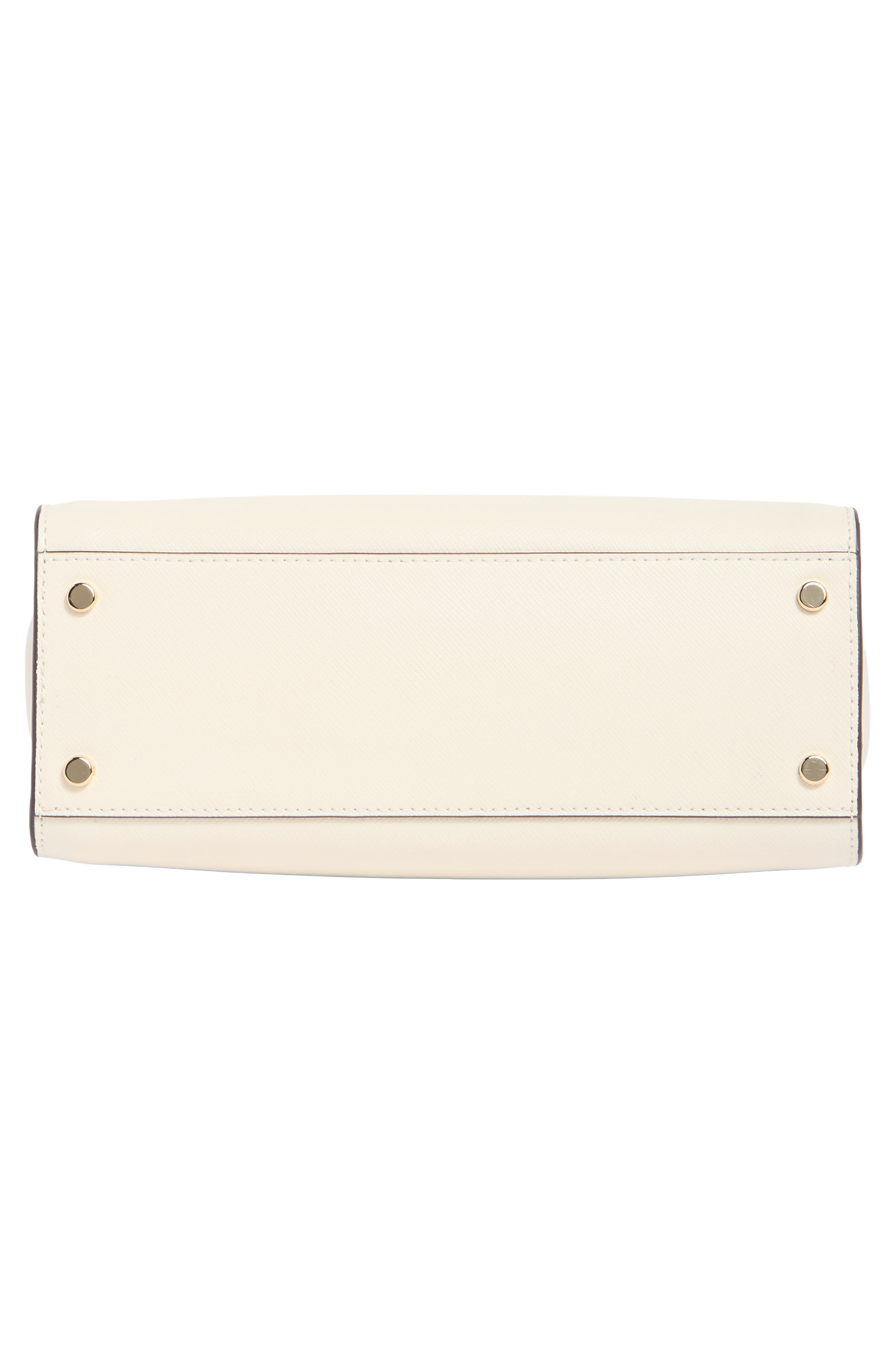 madison saffiano leather small satchel, Alternate, color, MERINGUE