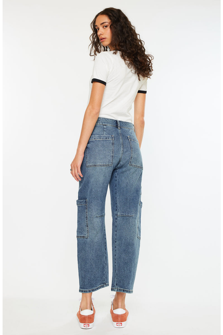 Charly Low Slung Barrel Jeans, Alternate, color, Medium Wash