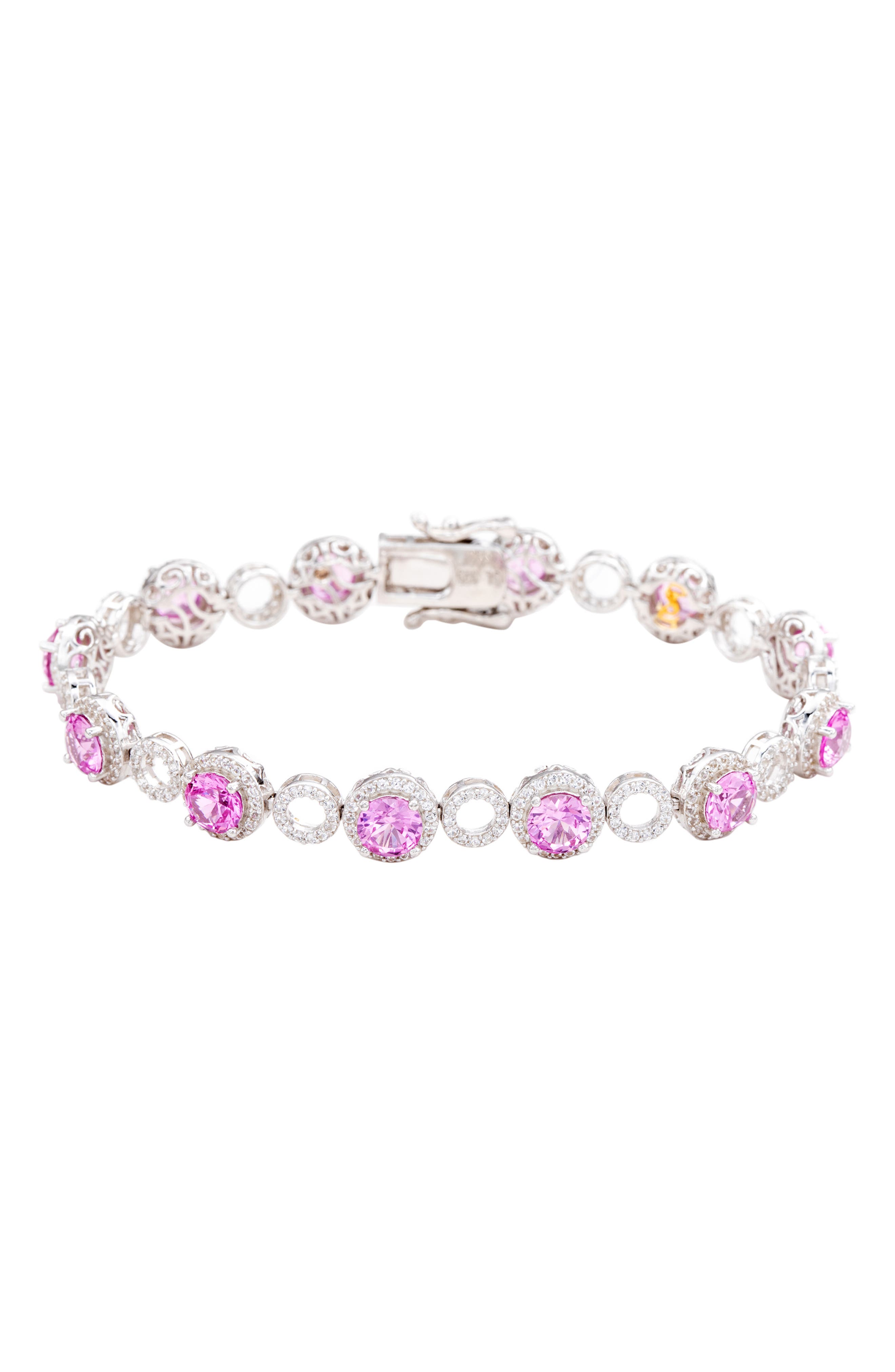 SUZY LEVIAN Sterling Silver Sapphire & Lab Grown White Sapphire Diamond Accent Circle Bracelet
