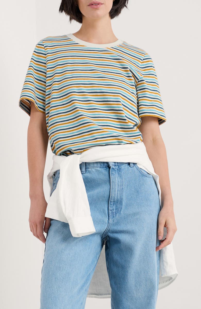 Seasalt Cornwall Copseland Stripe Organic Cotton T-Shirt, Main, color, Pellitras Tumeric