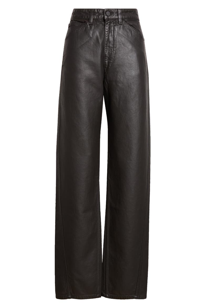 Twisted Leather Pants, Alternate, color, LICORICE